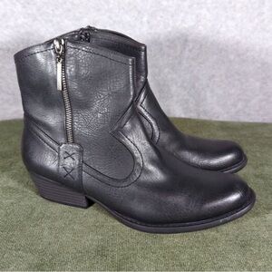 Studio Paolo Giselle Womens 6.5 Western Black Ankle Boots Faux Leather Southwest